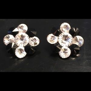 Clear and Black Clip on Earrings